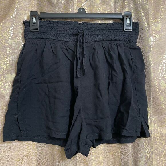 Abercrombie & Fitch Women’s Small Black Pull on Drawstring Ruched Shorts Stretch - Picture 1 of 6